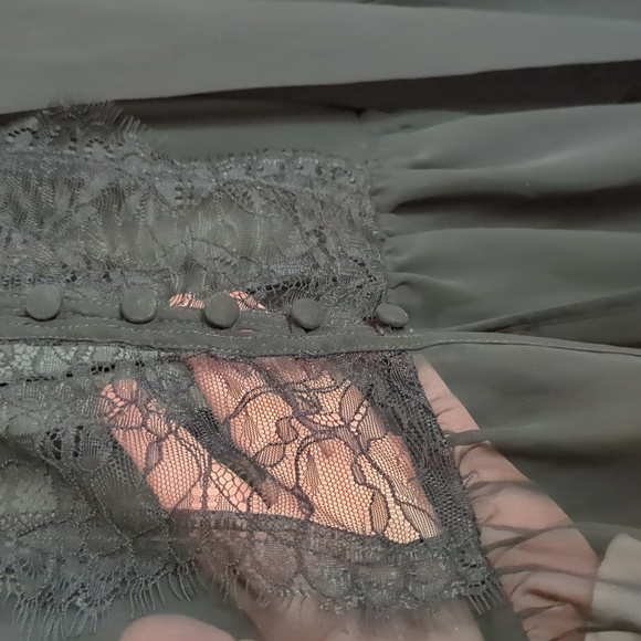 Free People Sheer and Lacey Black Blouse - Picture 3 of 7